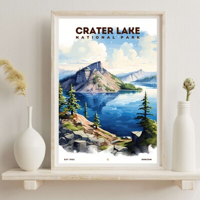 Crater Lake National Park Poster, Travel Art, Office Poster, Home Decor | S8 - image6